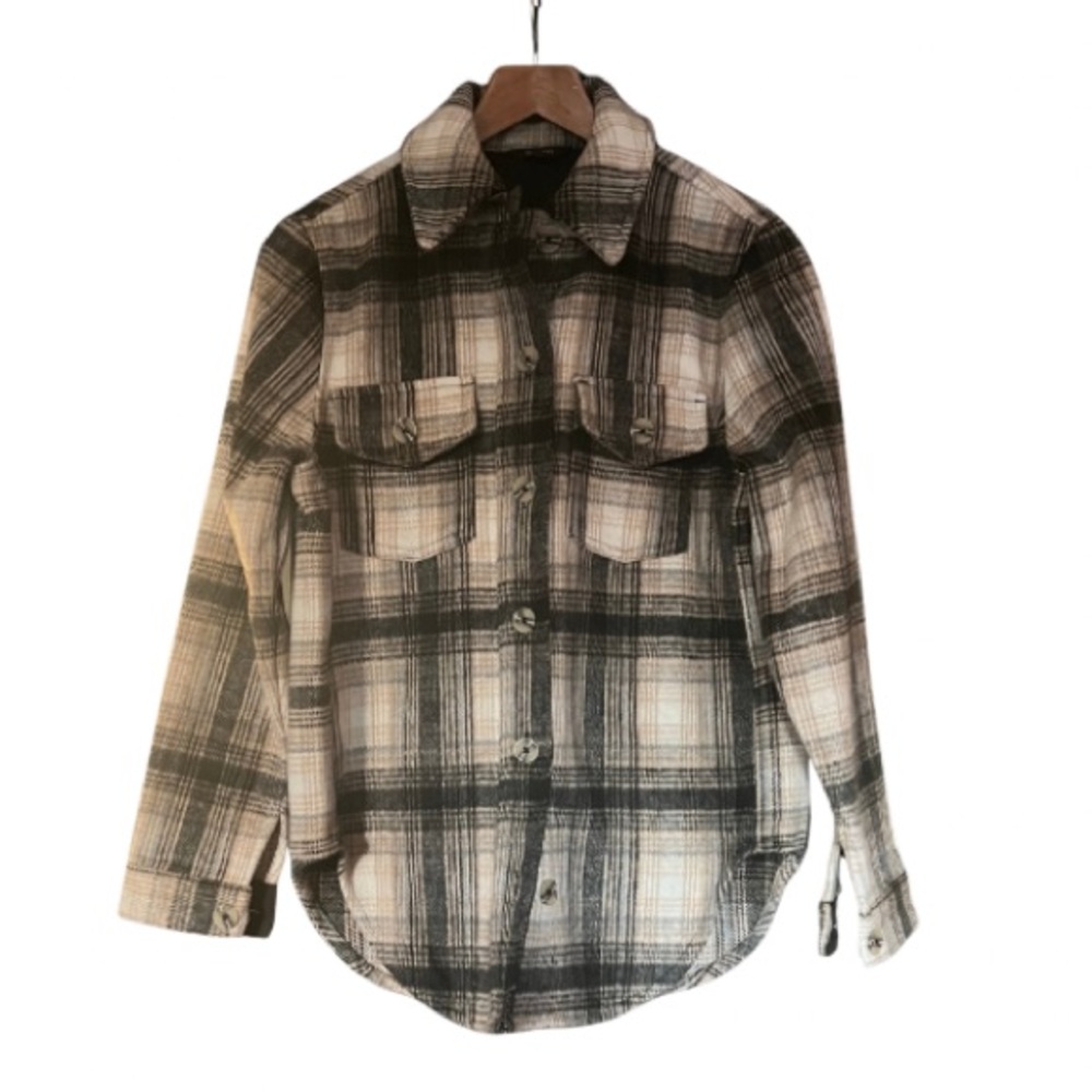 RW&CO. Black and Cream Plaid Casual Flannel Shirt